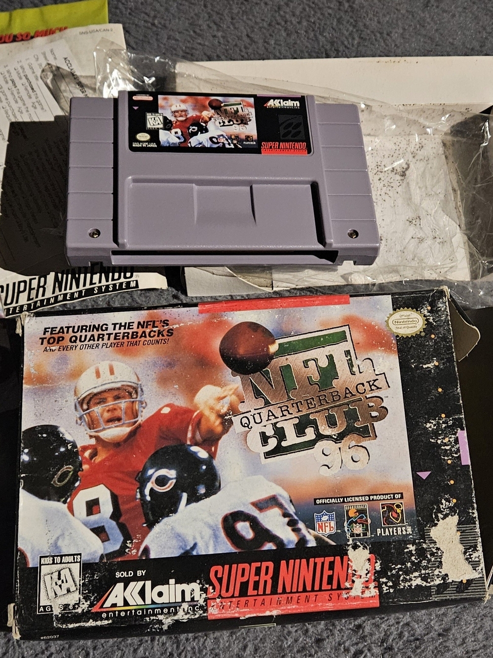 Super Nintendo Game Cartridge with NFL Quarterback Club 96 Label